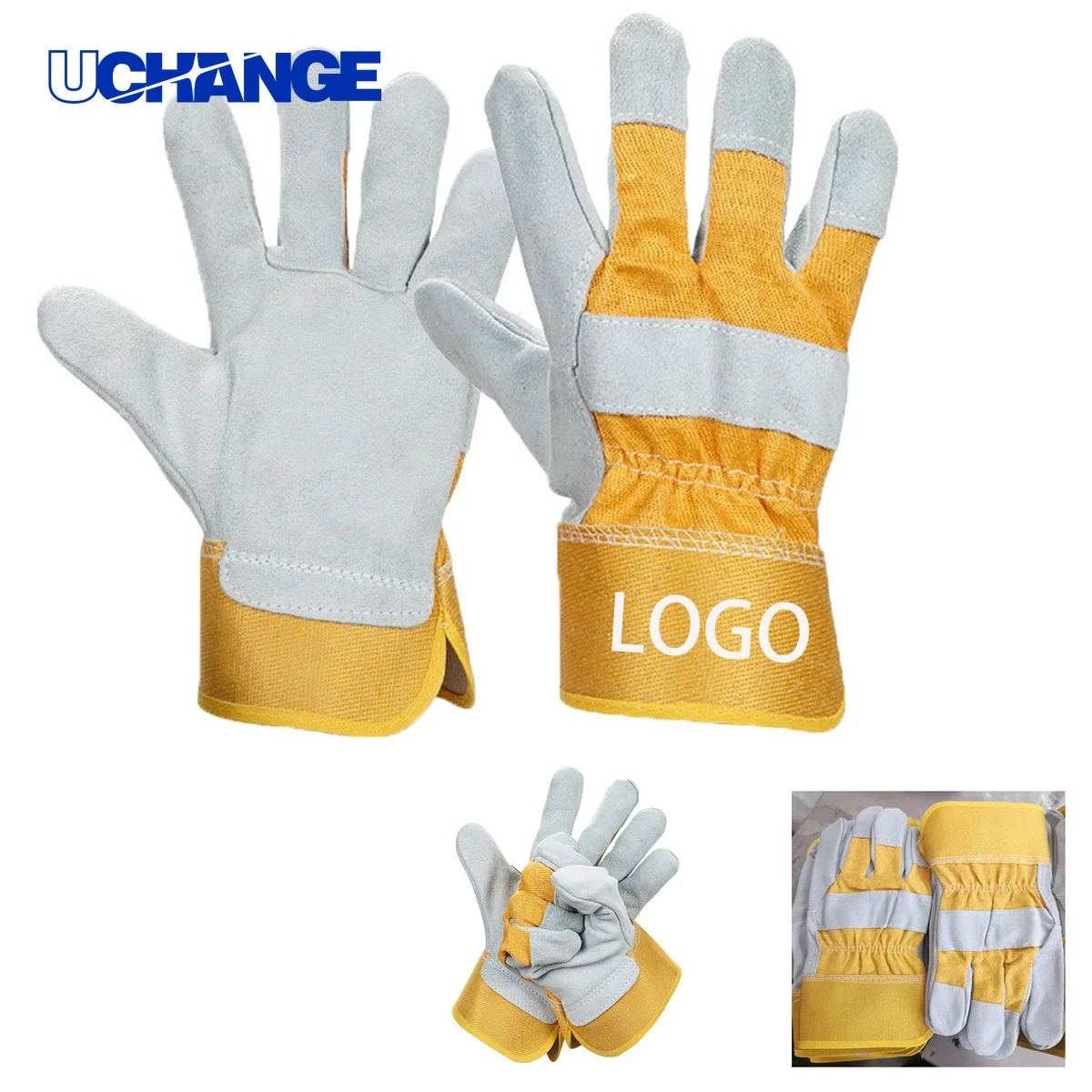 Split Leather Work Gloves with Safety Cuffs 1