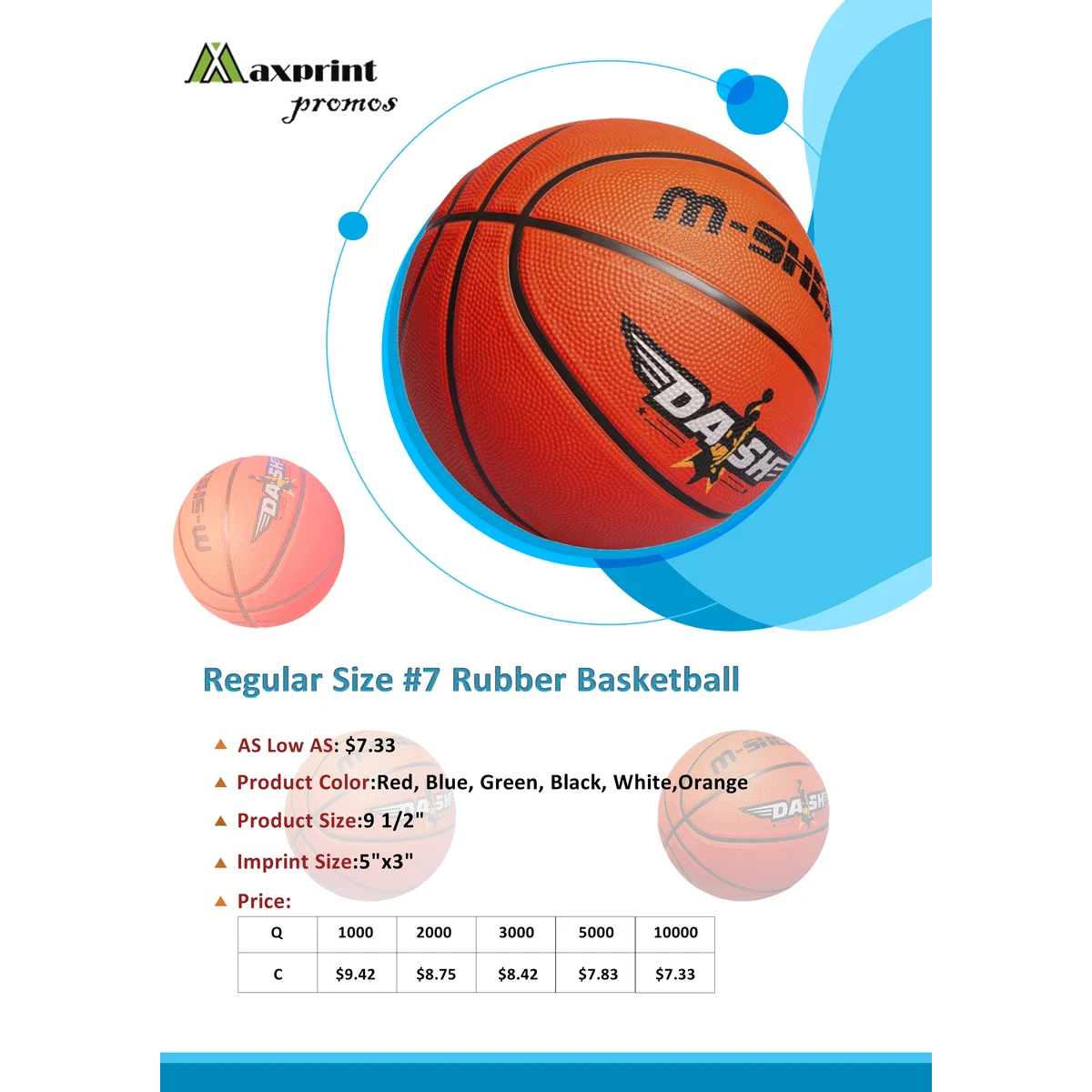Regular size #7 rubber basketball 1