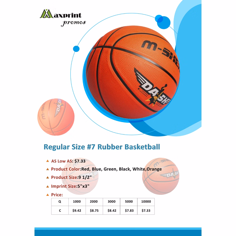 Regular size #7 rubber basketball