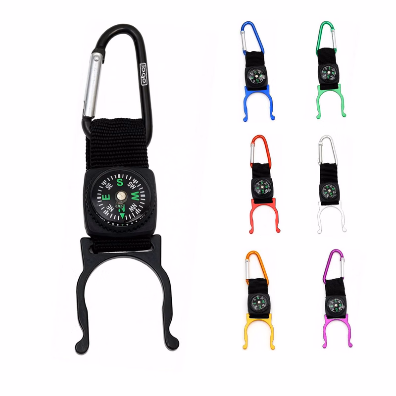 Carabiner with Compass Water Bottle Holder