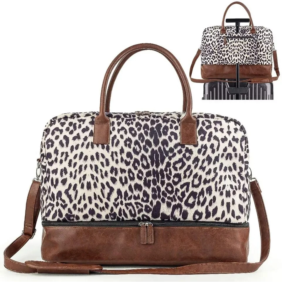 Leopard Print PU Leather Travel Bag 1