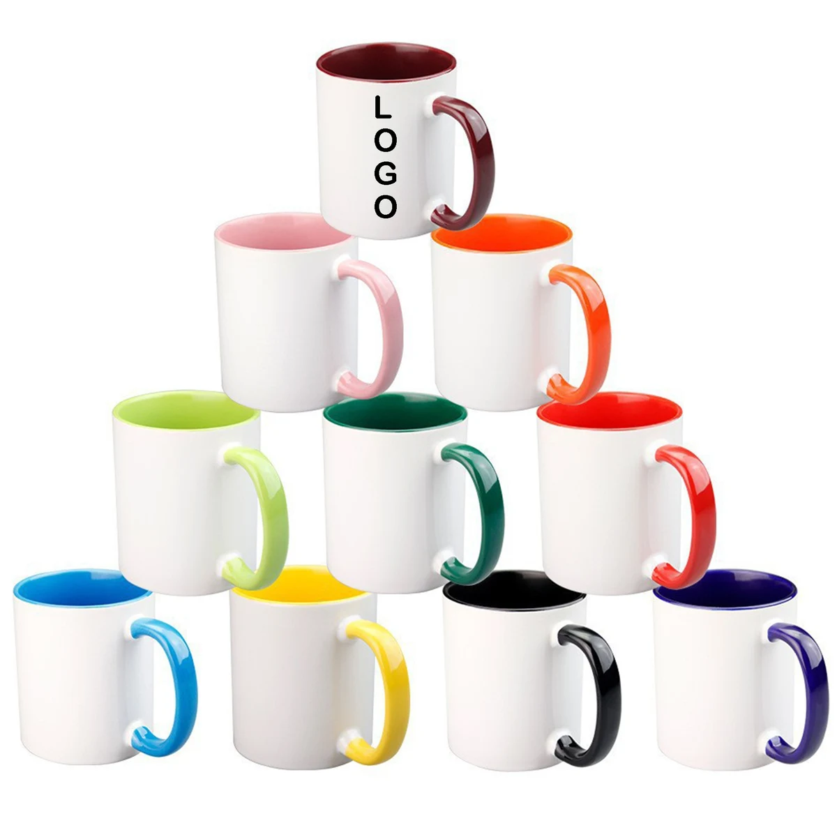 11oz Sublimation Ceramic Mug with Colored Handle and Rim 1