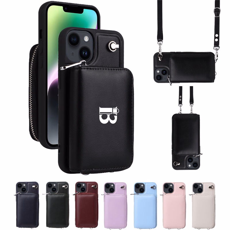 PU Cell Phone Case Crossbody Bag Wallet w/ Card Slots