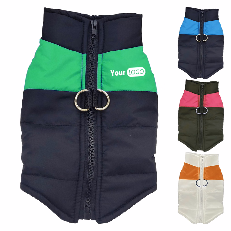Cotton Stylish And Warm Pet Jacket With Zipper And D-Ring Design