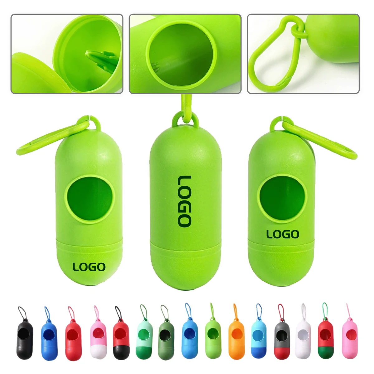 Custom Logo Pill Capsule Shaped Pet Waste Bag Dispenser 1