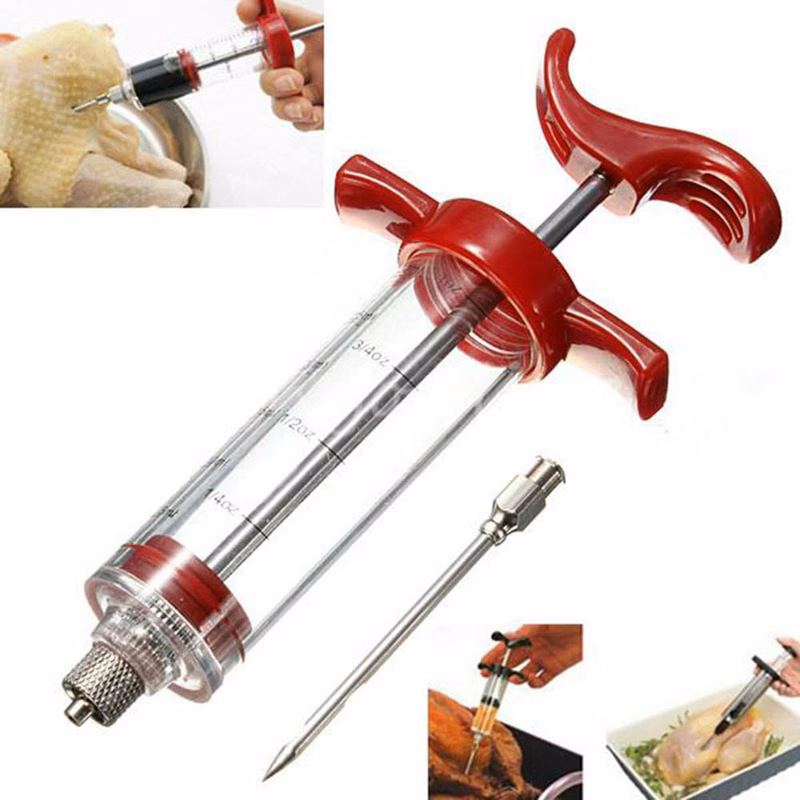 Plastic Marinade Injector Syringe with Screw-on Meat Needle for BBQ Grill