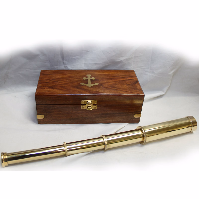 Deluxe Vintage Brass Telescope in Teak wood Box