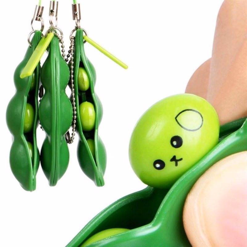 Squeeze Soybean Stress Relieving Keychain Fidget Toy