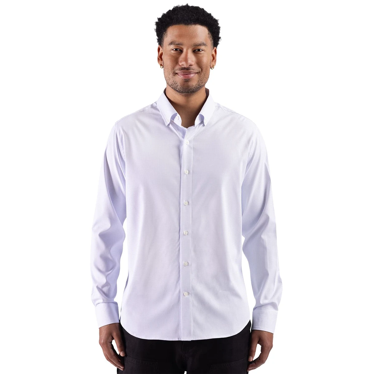 Cutter & Buck Skyline Windowpane Recycled Long Sleeve Button Down Mens Dress Shirt 1