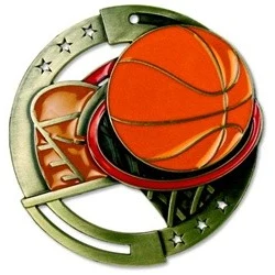 Basketball M3XL Die Cast Medal - 2-3/4" 1