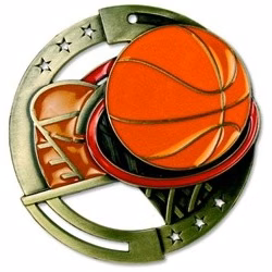 Basketball M3XL Die Cast Medal - 2-3/4"