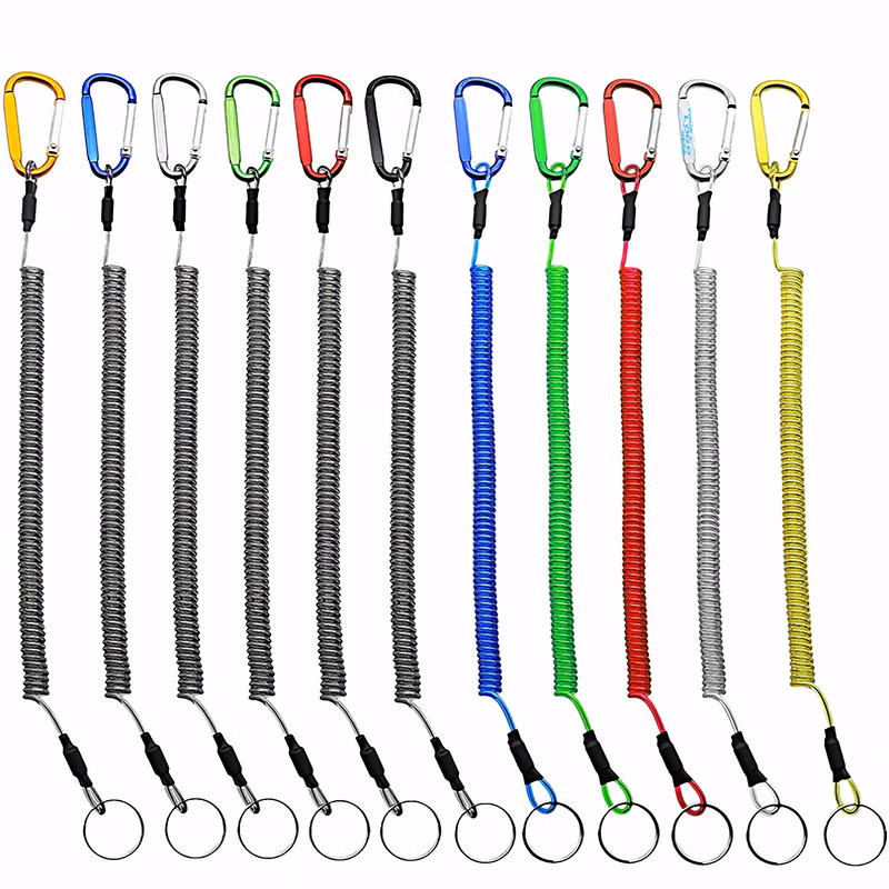 Bungee Spring Keychain with Carabiner Clip