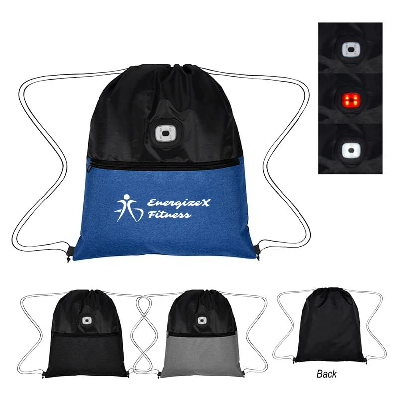 COB Light Up Heathered Drawstring Bag 1