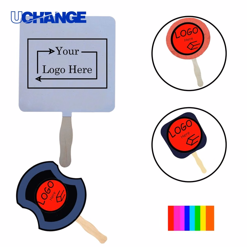 Event Paper Hand Fan Tool with Wooden Handle