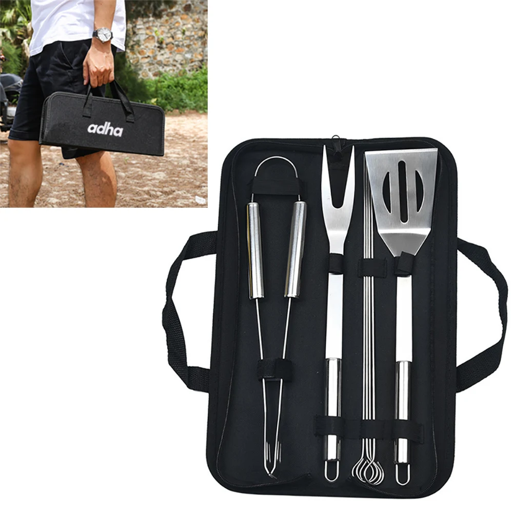 7-Piece Stainless Steel BBQ Set w/ Carrying Bag 1