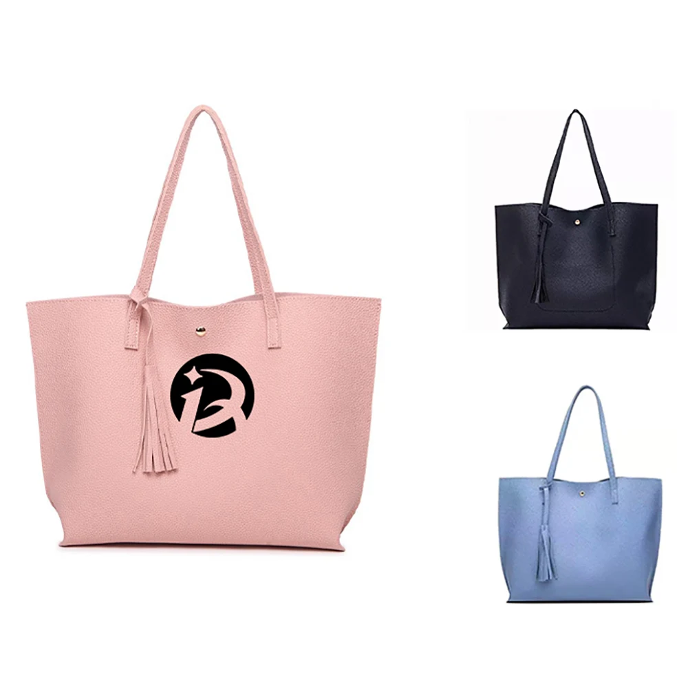 PU Leather Tote Shoulder Bag, custom tote bag with logo imprint 1