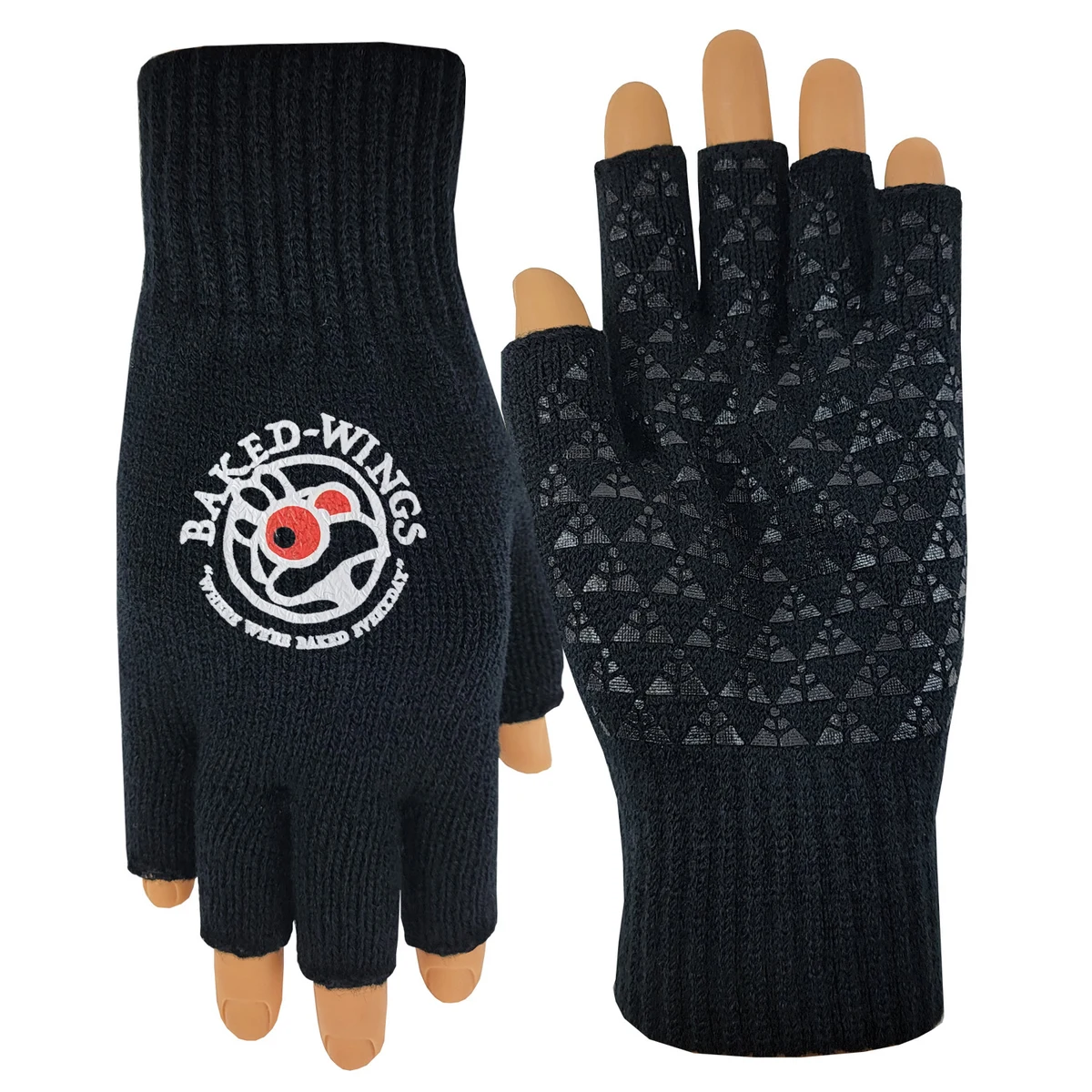 Fingerless Deluxe Knit Gloves with Gripper Palm with Oversized DTF 1