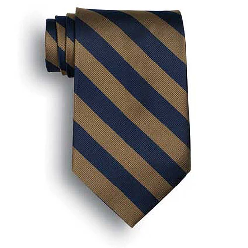 School Stripes Tie - Navy/Tan 1