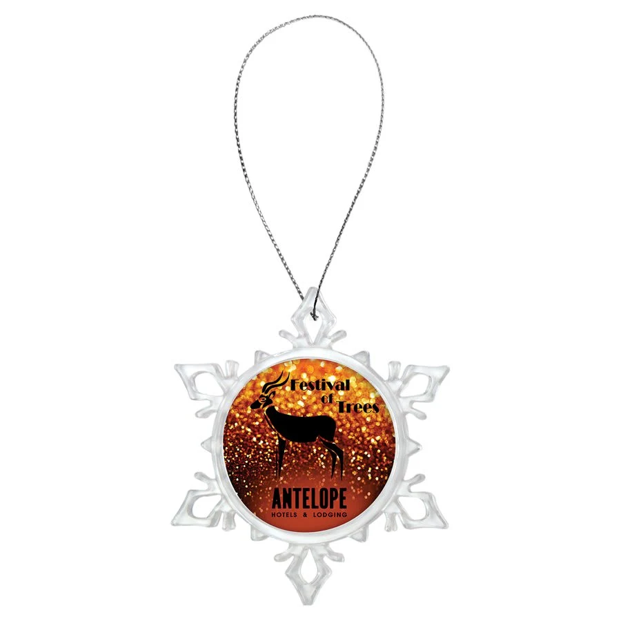 3 5/8" Clear Snowflake Ornament with Silver String 1