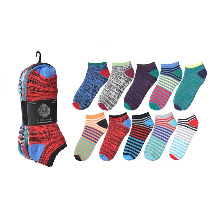 Men's Low-Cut Socks - Space Dye Stripes 10-13 10 Pack 1