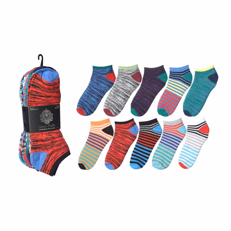 Men's Low-Cut Socks - Space Dye Stripes 10-13 10 Pack