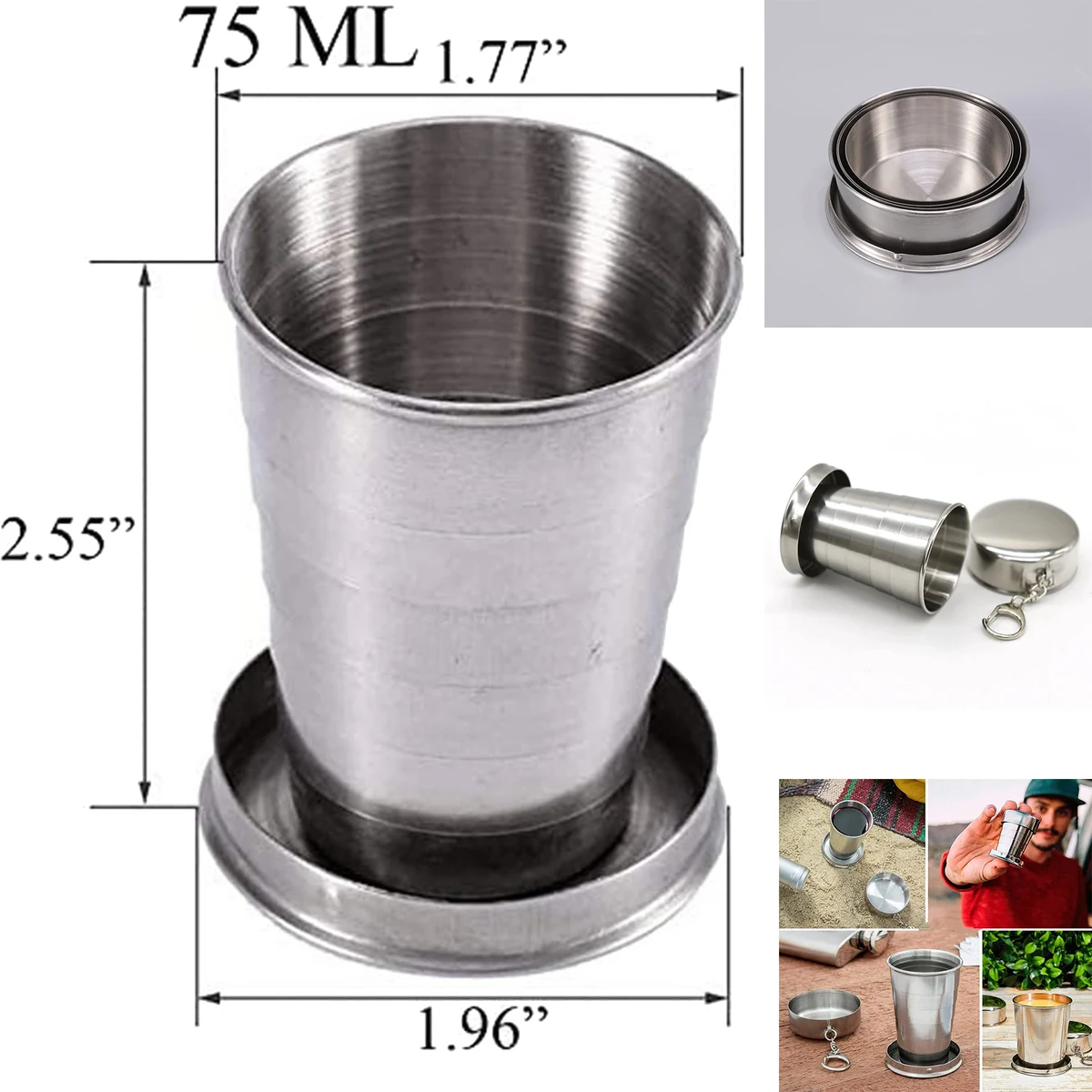 Portable Stainless Steel Collapsible Cup 75ML 1