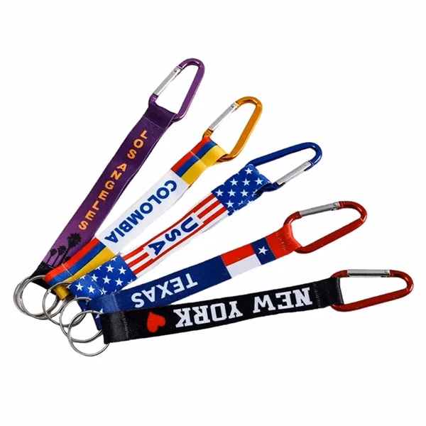 Custom 7" Polyester Short Lanyard with Carabiner Keychain — Trade Show Essential