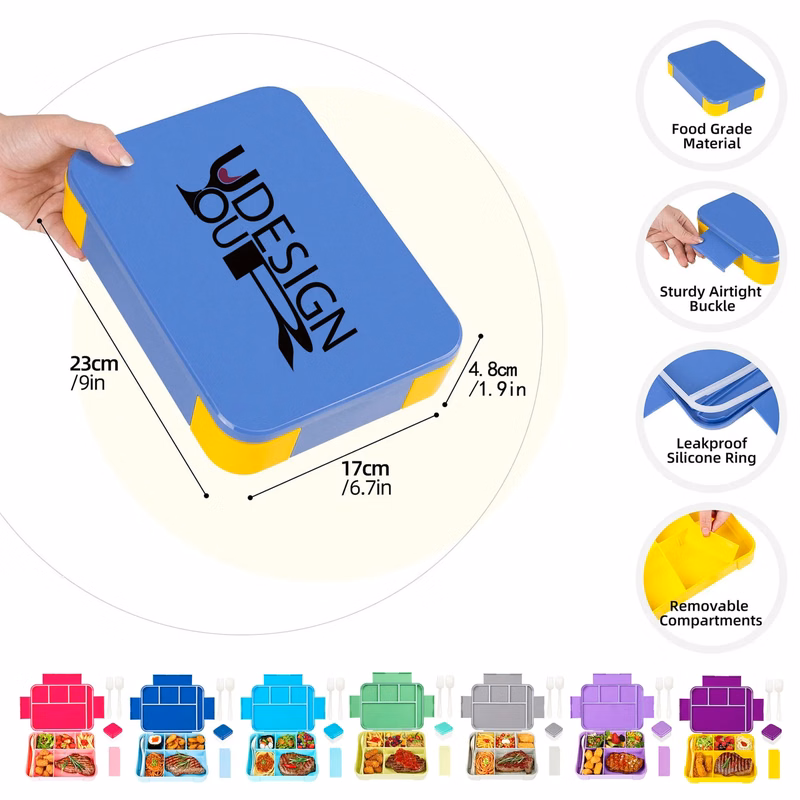 Compact Portable Lunch Box With Utensils Set