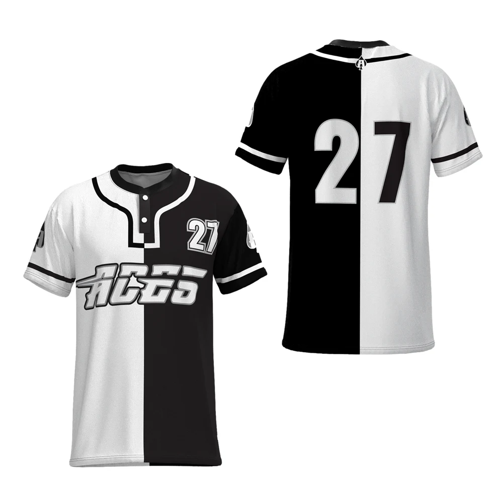 Men's Baseball 2-Button Pinhole Mesh Jersey 1