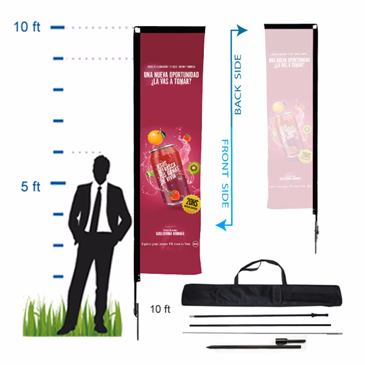 10 ft. Rectangle Advertising Flag Kit 1 (Single Sided)