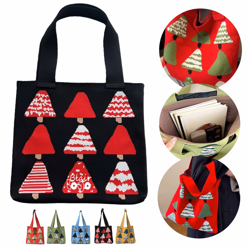 Christmas Tree Knitted Casual Tote