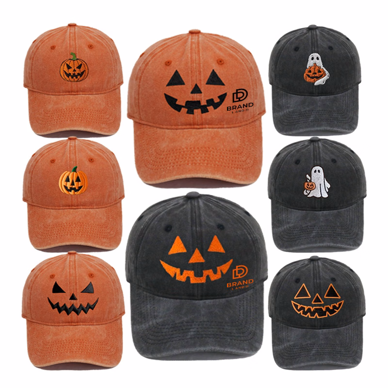 Halloween Embroidered Pumpkin Face Baseball Cap