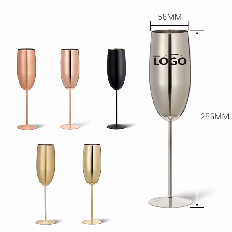 8OZ Stainless Steel Champagne Glasses Metal Stemmed Flutes