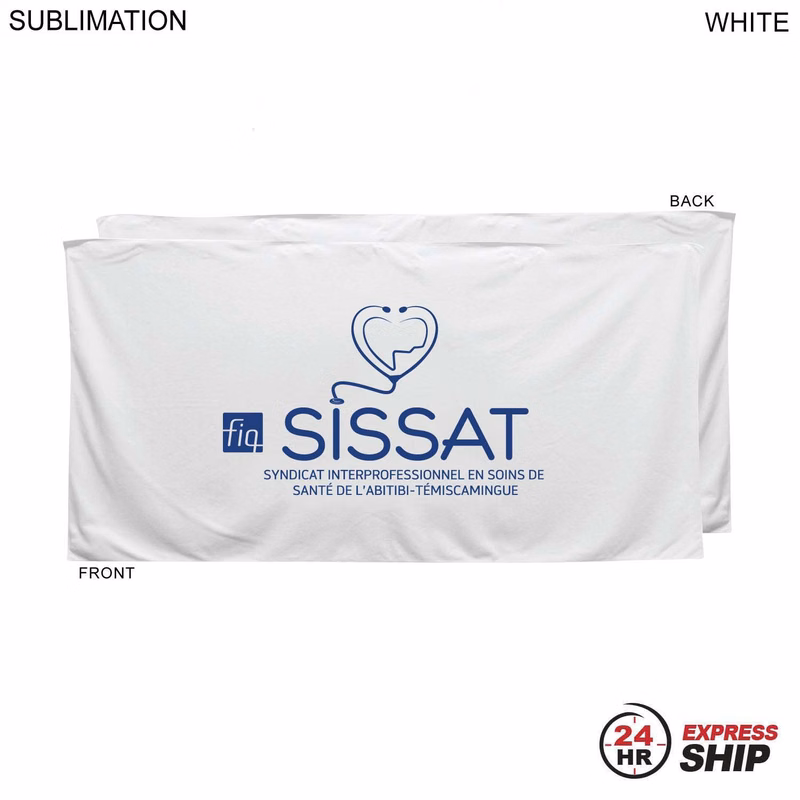 24 Hr Express Ship - Heavier weight, Plush Velour Terry Cotton Blend White Beach Towel, 30x60