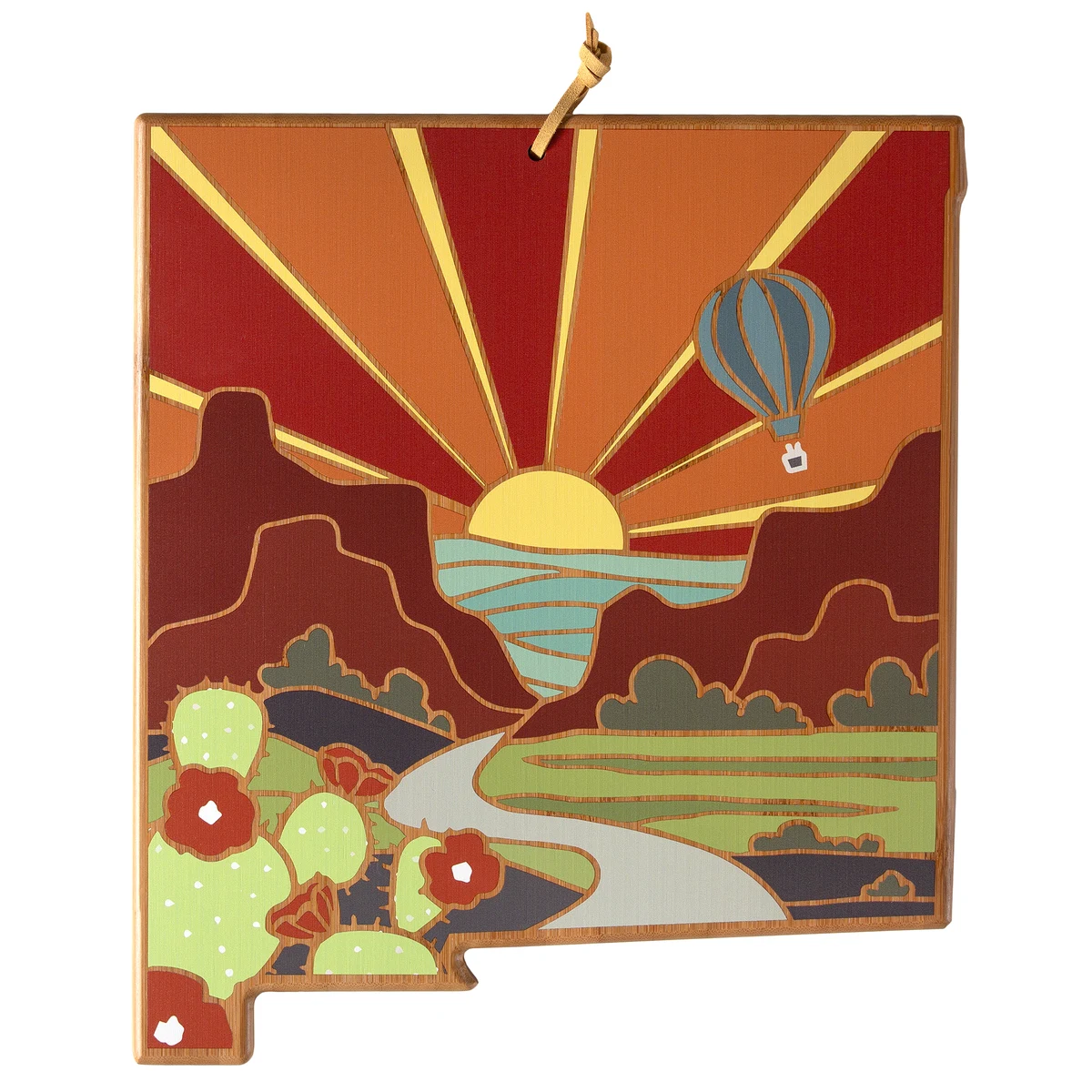New Mexico State Shaped Serving and Cutting Board with Artwork by Summer Stokes 1