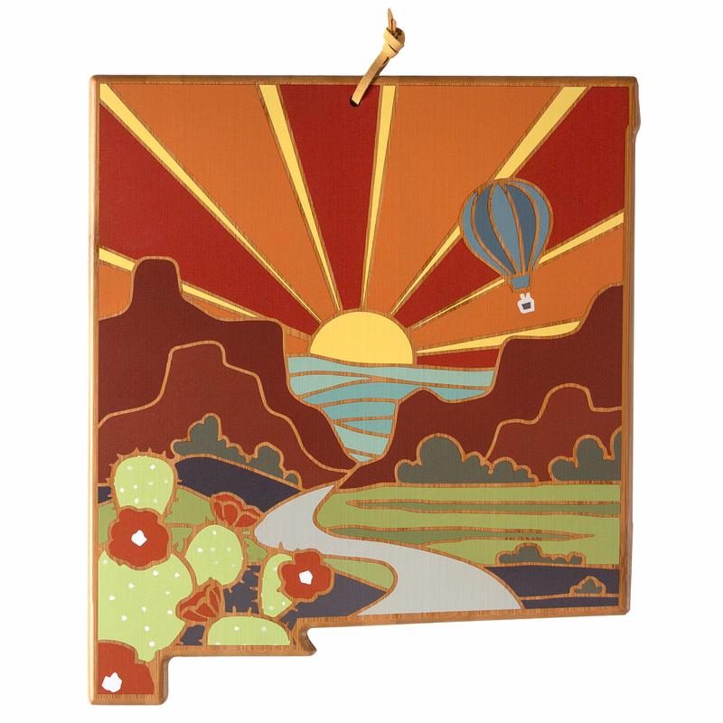 New Mexico State Shaped Serving and Cutting Board with Artwork by Summer Stokes