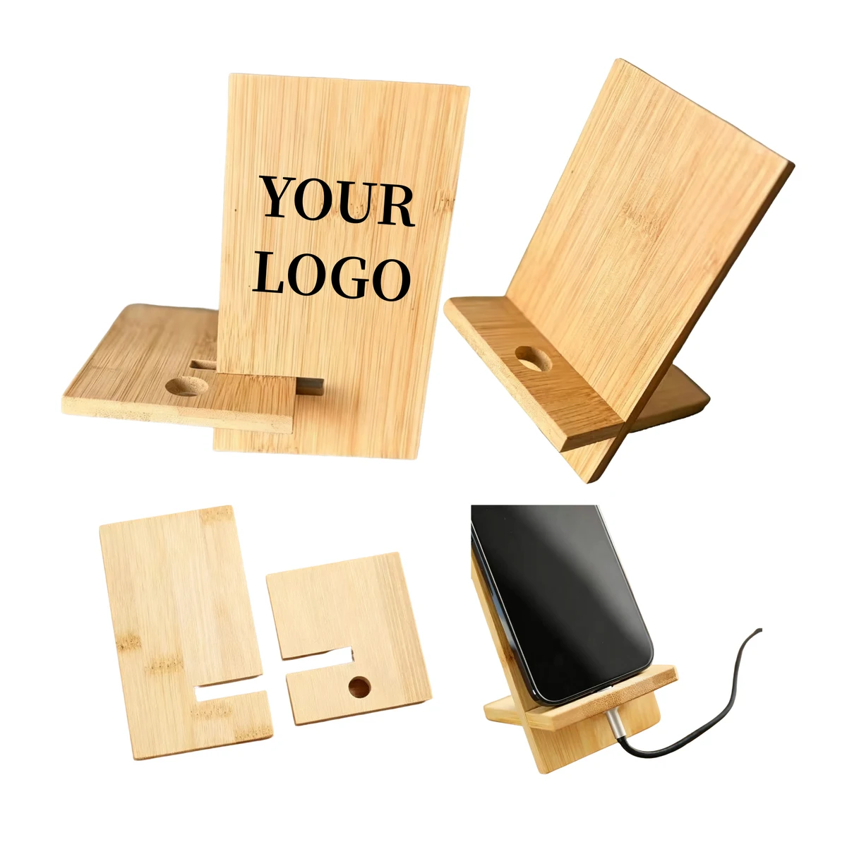 Cross Bamboo Phone Stand Desk Holder 1