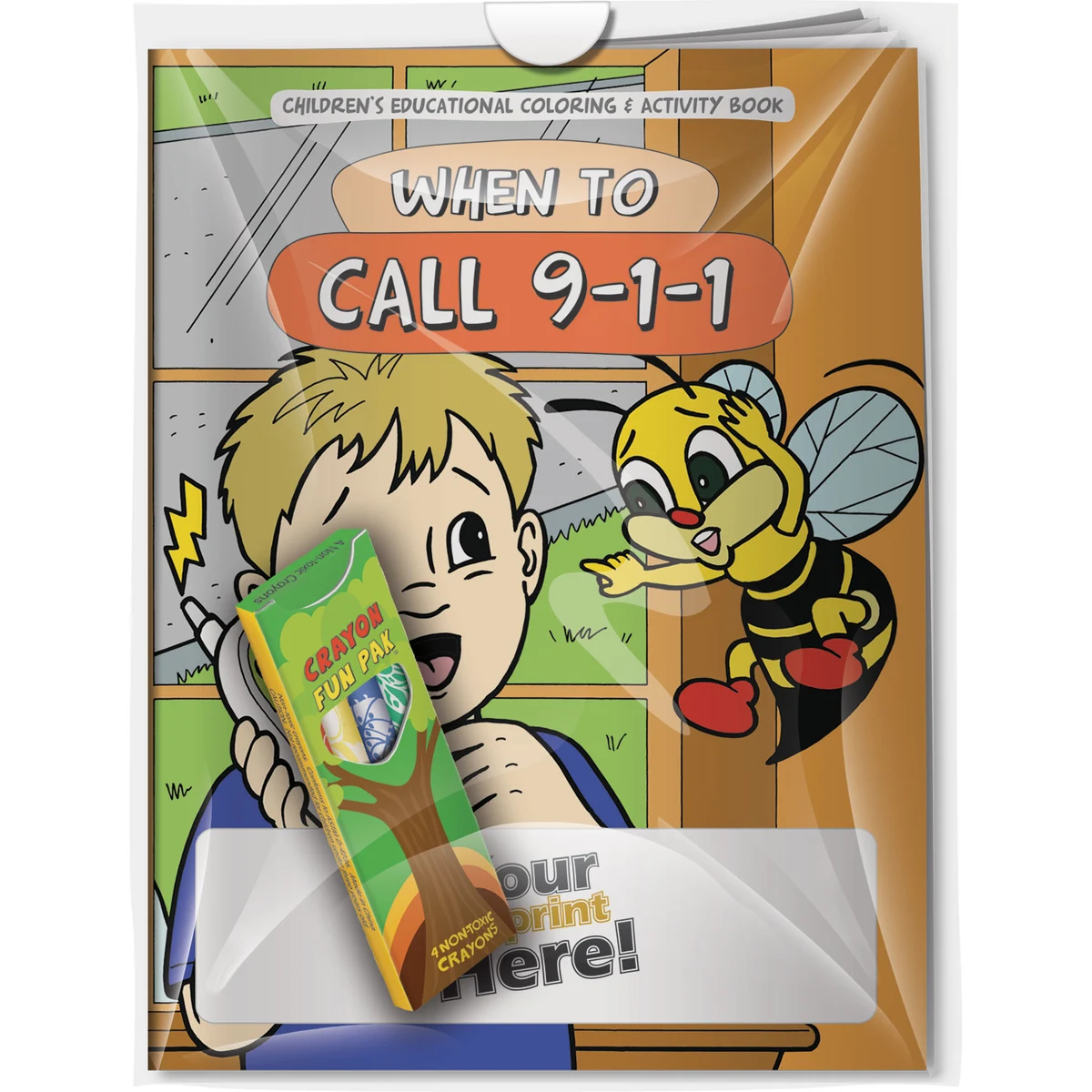 Combo Pack - CB1122 Coloring Book & 4-Pack of Crayons (Imprinted) in a Poly Bag 1