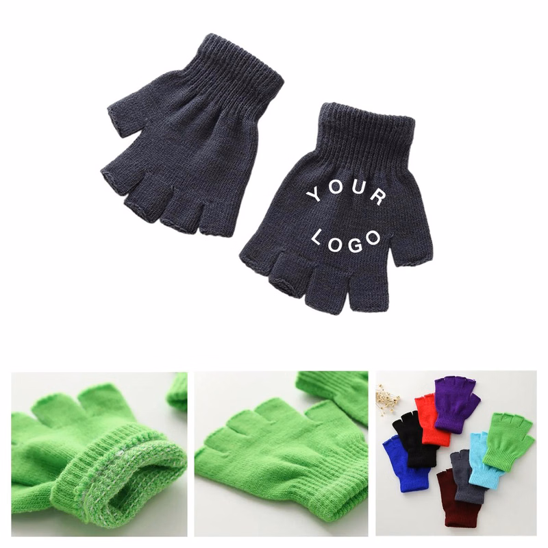 Acrylic Knit Half Finger Winter Gloves