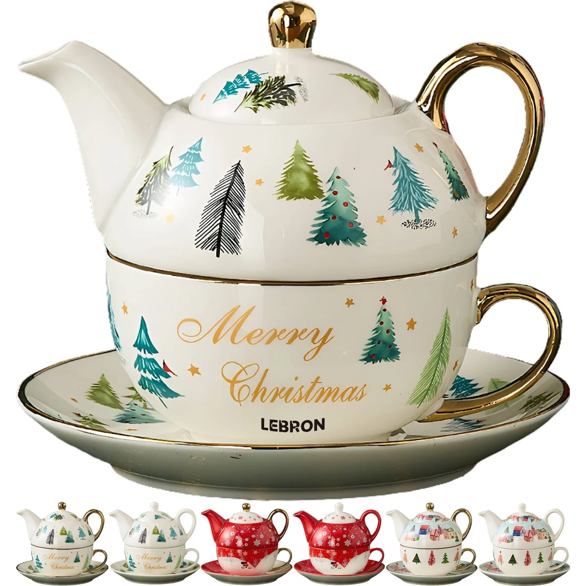 14oz Christmas Tree Teapot Cup Set 1