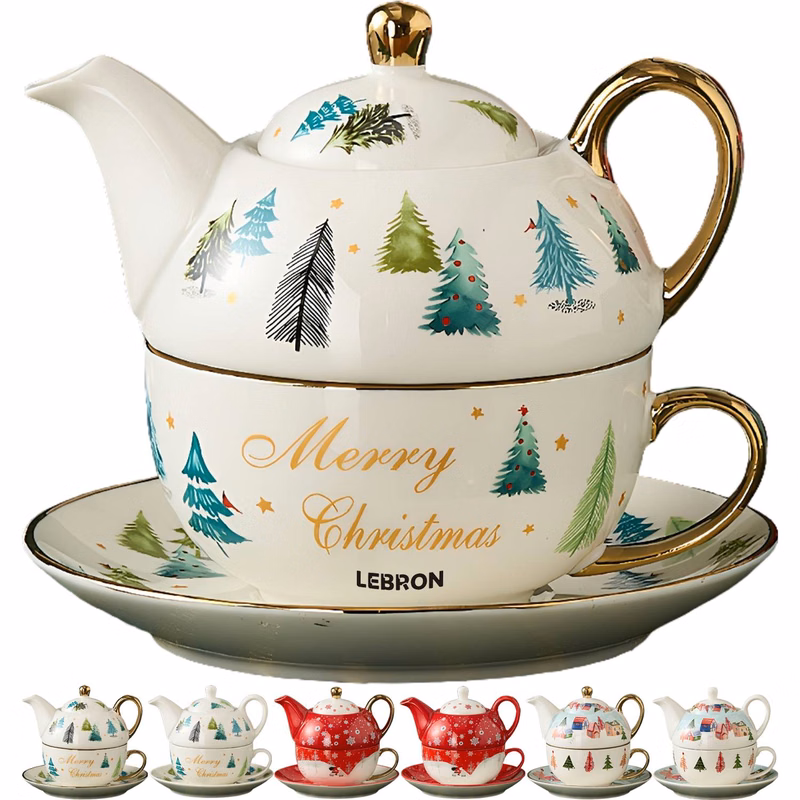 14oz Christmas Tree Teapot Cup Set