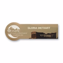Laminated Personalized Name Badge (1.25"x3.625") Rectangle w/Round End