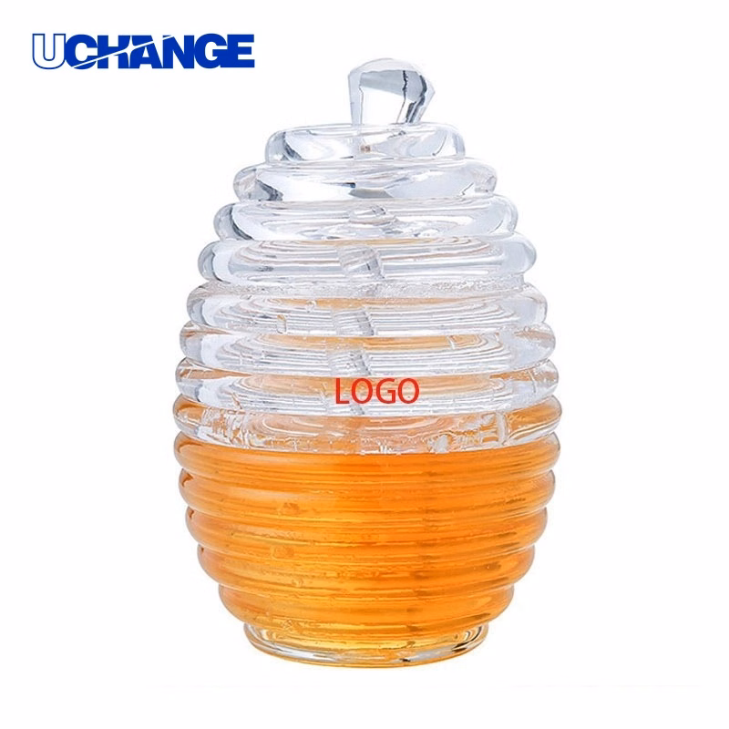 Honey Jar with Stirring Rod Glass Server for Kitchen Use