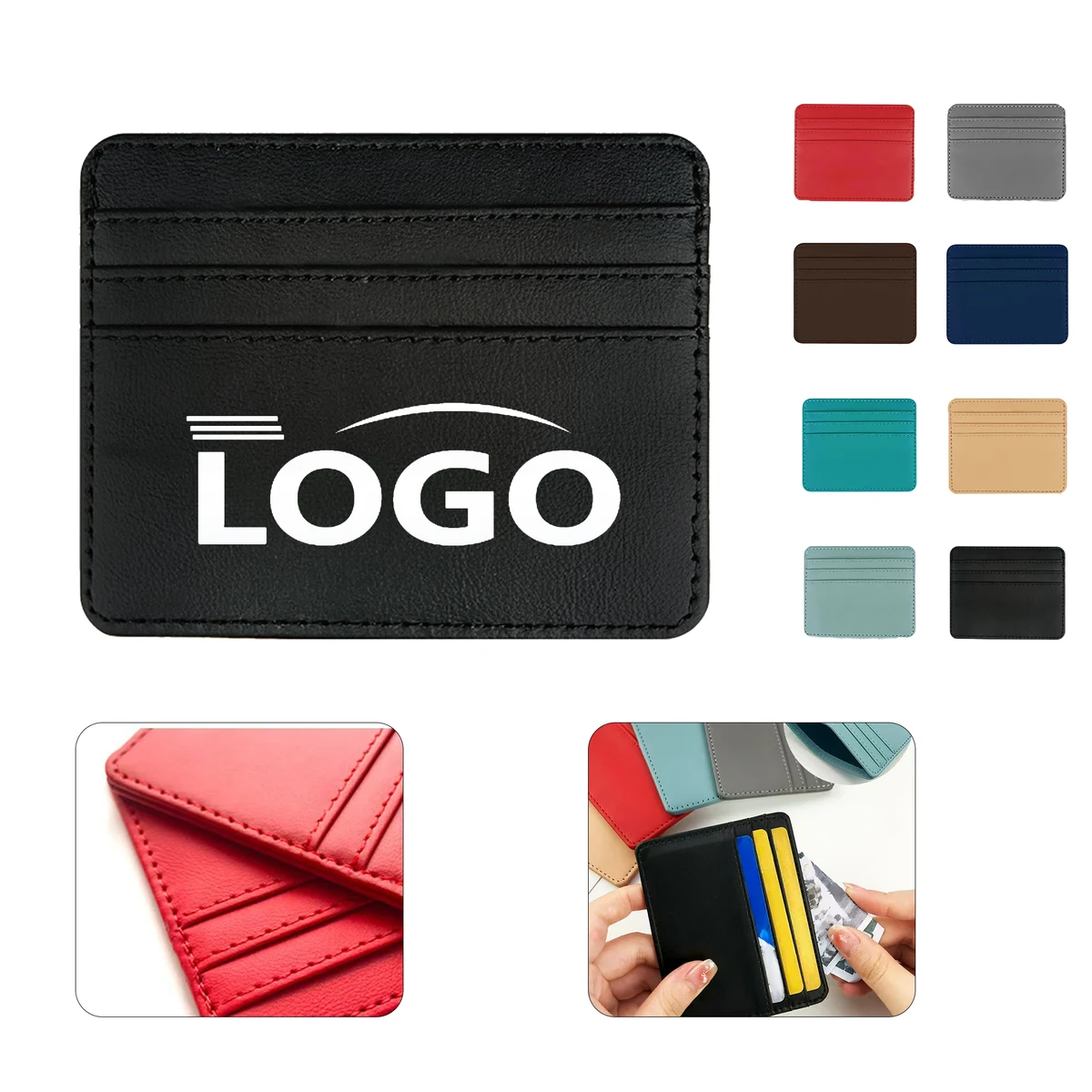 MOQ:50pcs PU Leather Card Wallet 1