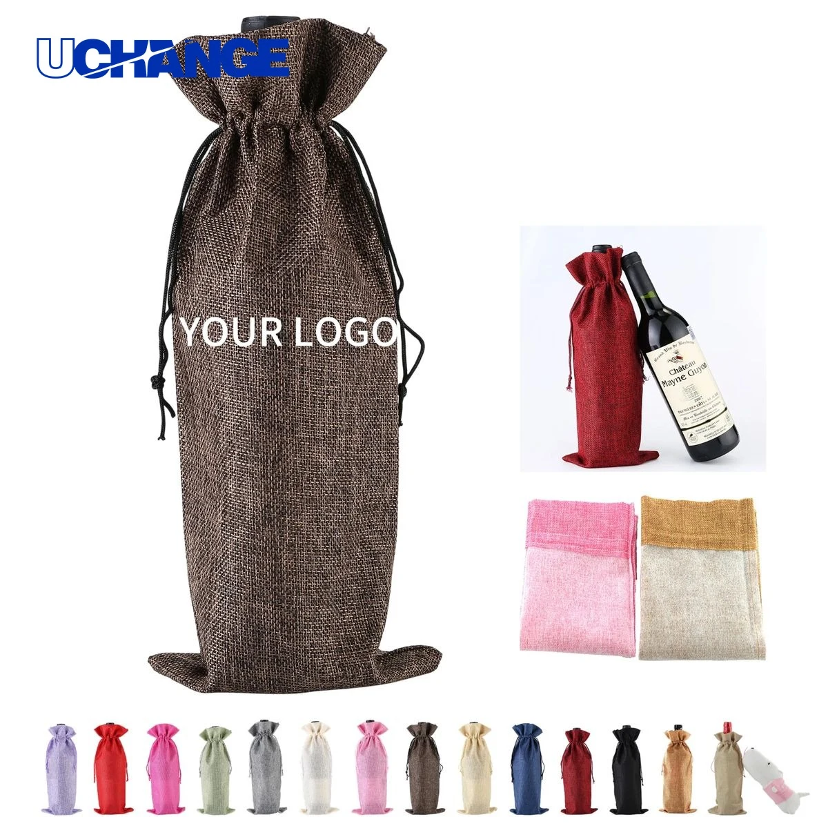 Jute Wine Carry Bag Sustainable for Promotions, custom tote bag with logo imprint 1