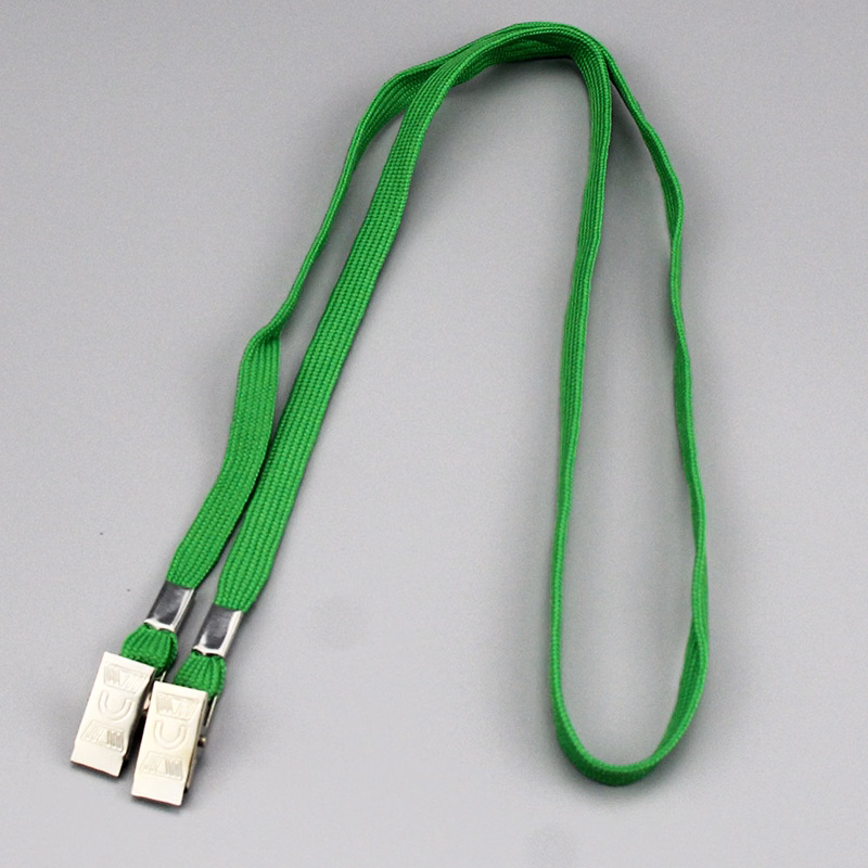 Bulk Flat Lanyards w/Two Bulldog Clips