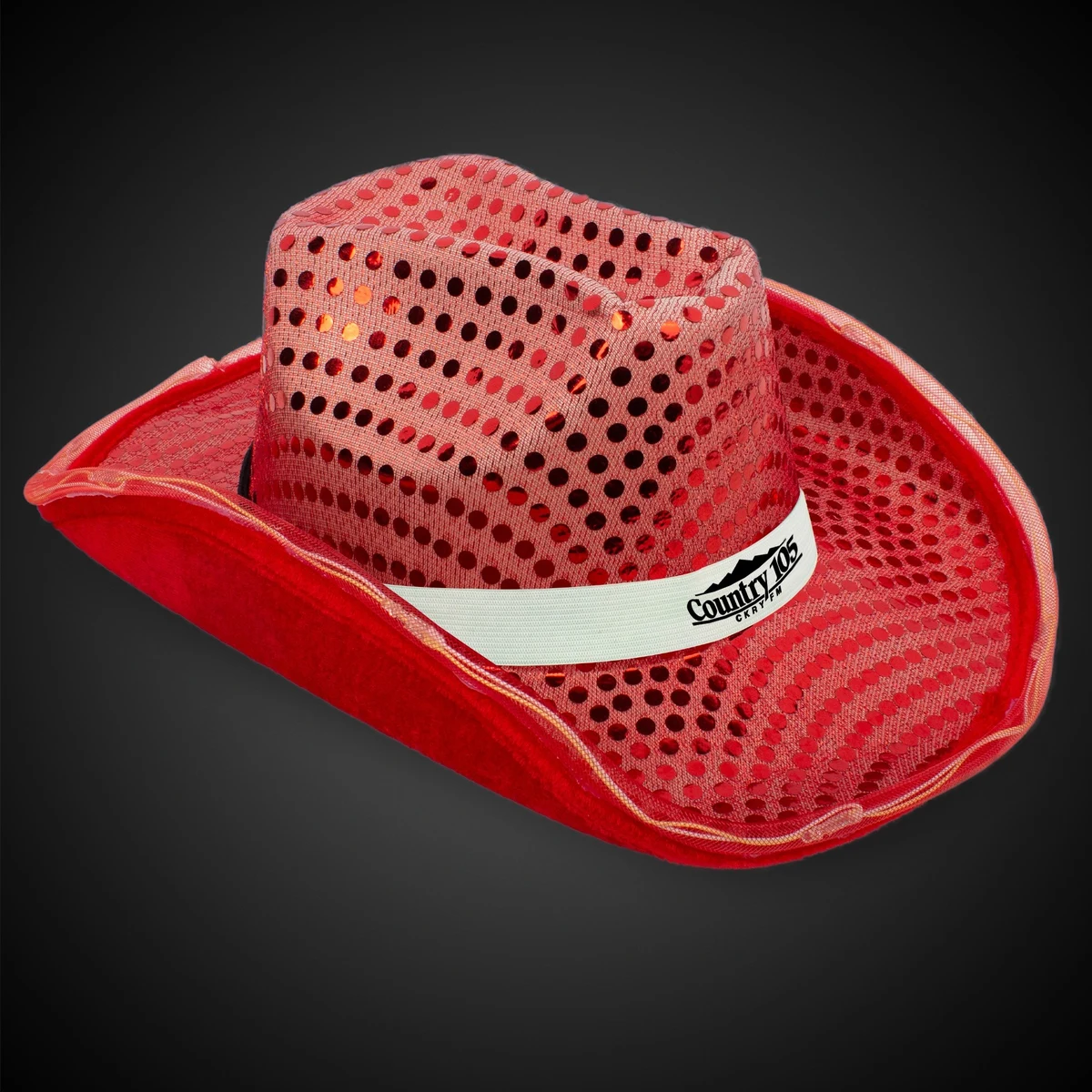 RED SEQUIN LED COWBOY HAT(White Imprinted Band) 1