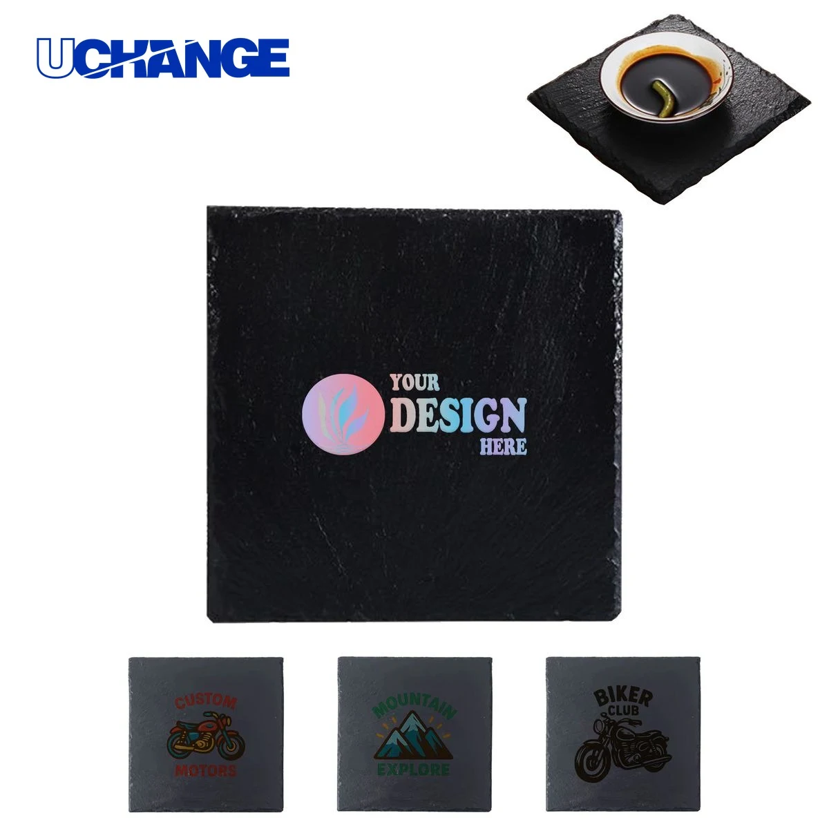 Custom Square Slate Stone Coaster for Table Protection 1