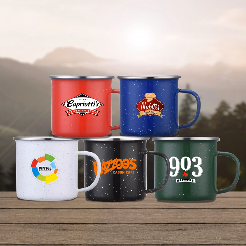 CHEYENNE - 16 OZ ENAMEL MUG WITH STAINLESS STEEL RIM