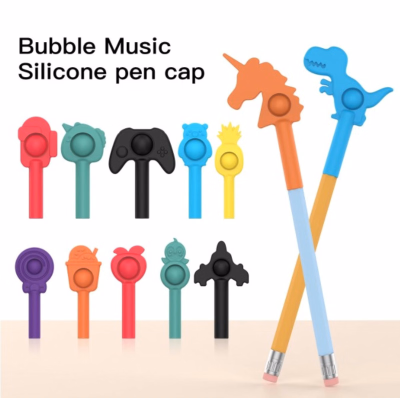 Stress Relief Sensory Toy Fidget Push Bubble Pen Cap